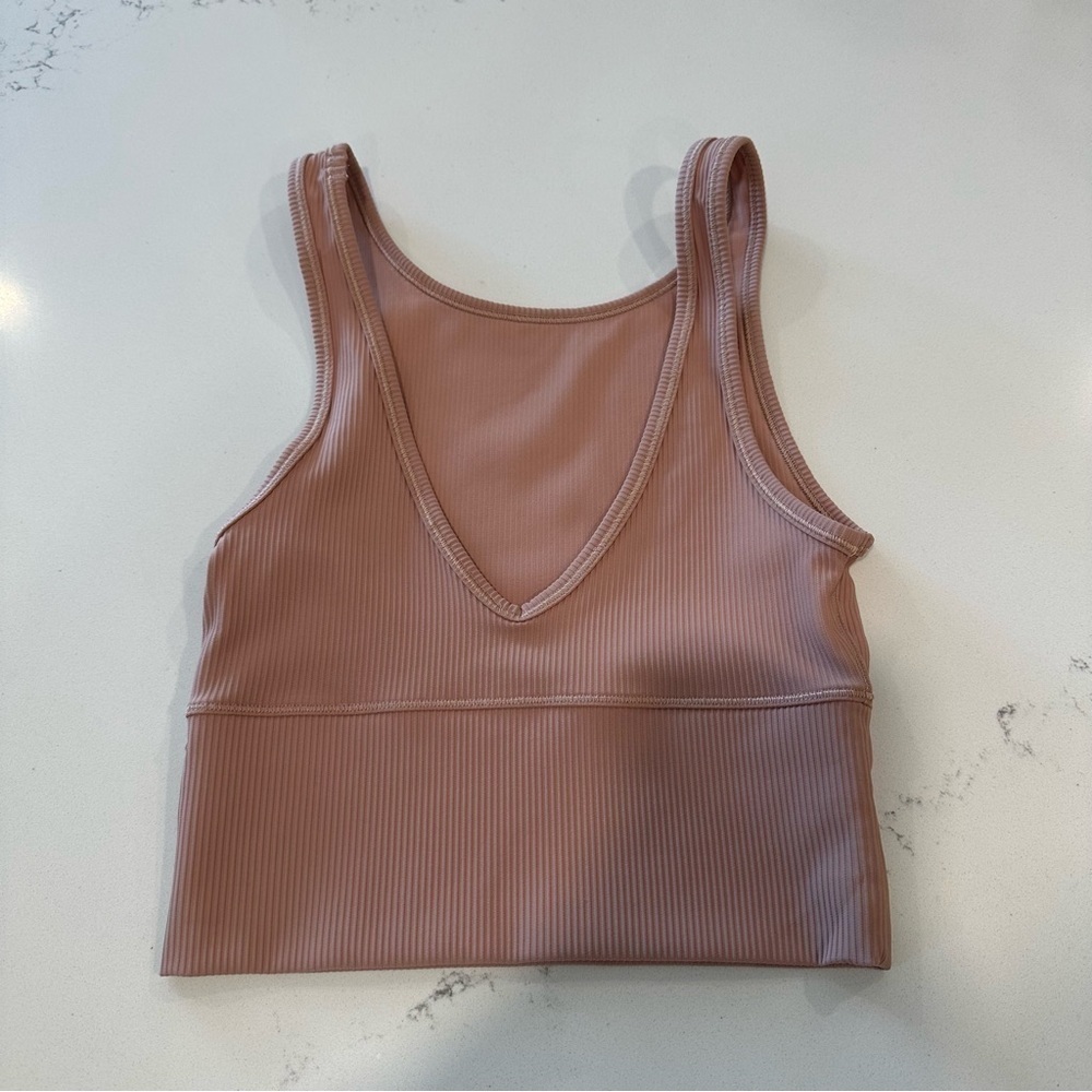 Lululemon Power Pivot Tan Ribbed Tank Top - Picture 3 of 5